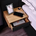 thumbnail image 6 of Aukfa King Size Upholstered Bed Frame with Drawers and LED Lights, Hydraulic Platform Bed with USB Port & Oversize Wingback Headboard, Black, 6 of 8