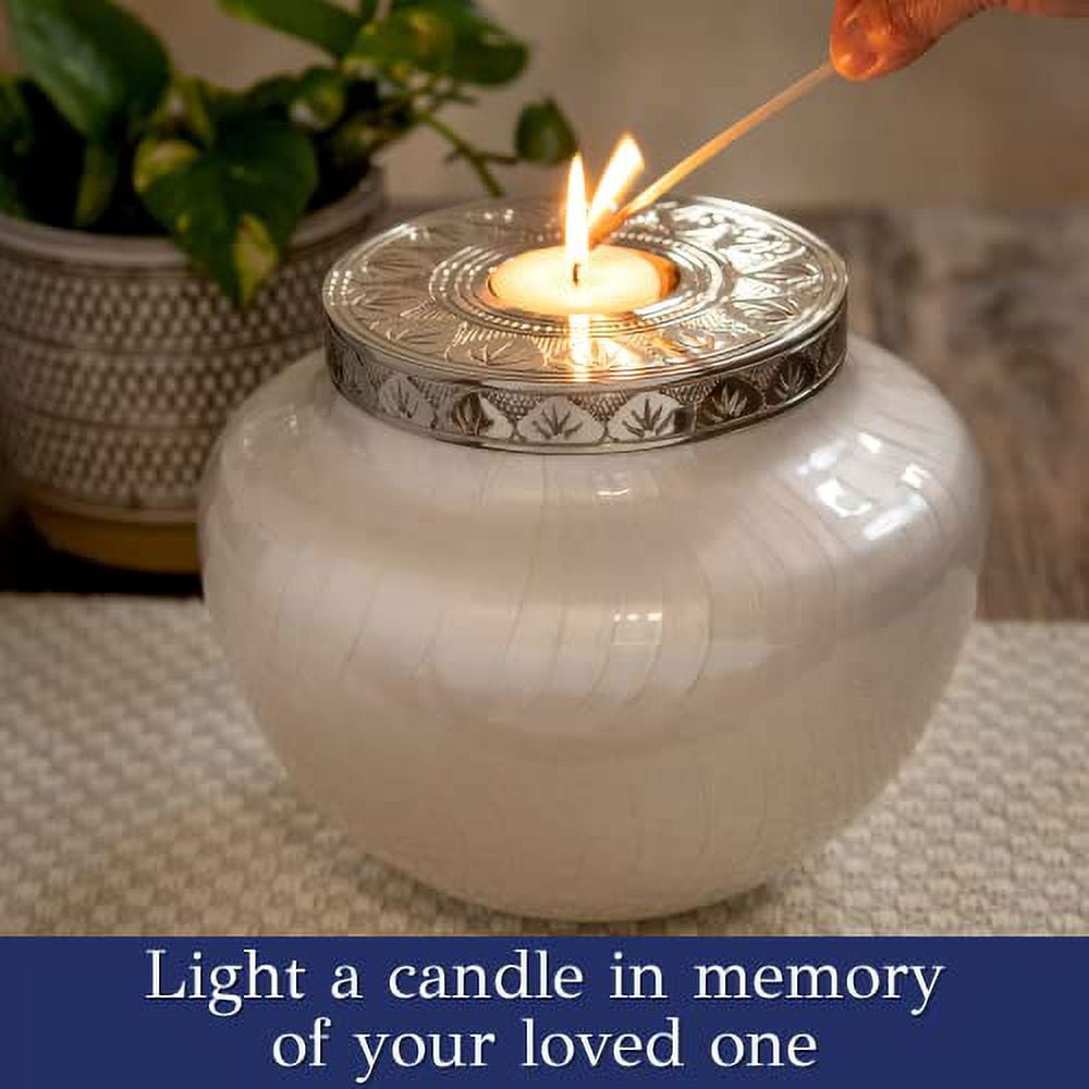 Always In Our Hearts Beach Candle Cremation Urn - Engraving Available - LED  Candle Included