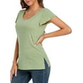 thumbnail image 4 of Womens V-Neck T Shirts Loose Fit Casual Short Sleeve Tops Side Slit Basic Tee, 4 of 6