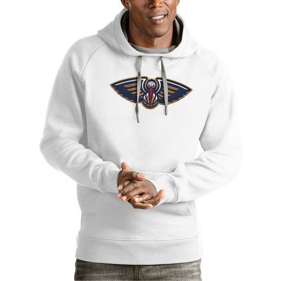 Men's Antigua White New Orleans Pelicans Team Logo Victory Pullover Hoodie