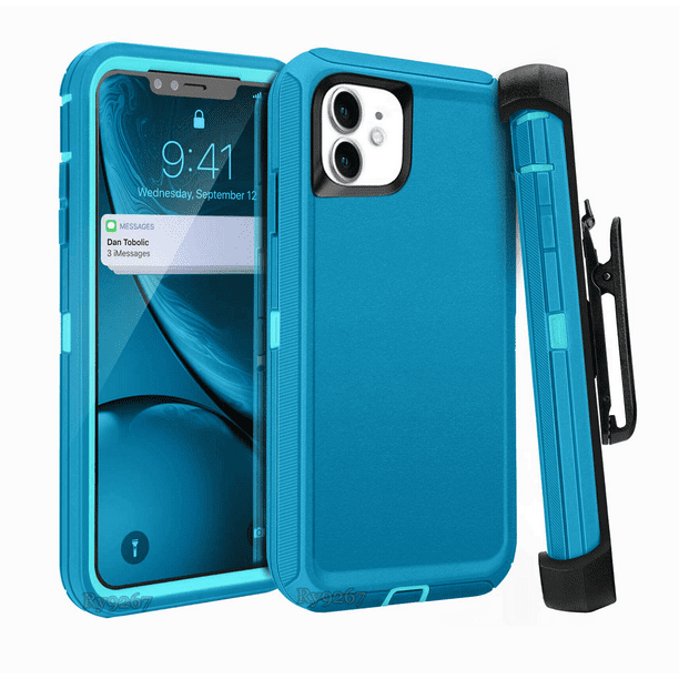 Case Cover with Screen & Clip fit Otterbox Defender for iphone 11 Teal