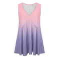 thumbnail image 4 of Plebaso V Neck Tank Tops for Women Gradient Color Ruffle Shirts Flowy Sleeveless Womens Summer Blouses, 4 of 5