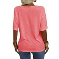 thumbnail image 2 of Women's Summer V-neck Solid Color Half Sleeve Match Simple Casual T-shirt Tops, 2 of 5