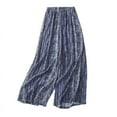 thumbnail image 4 of BiZtdJrK Cotton Linen Palazzo Pants for Women Loose Fit Wide Leg Pants Vintage Ethnic Print Lounge Pants Summer Lightweight Trousers Blue L, 4 of 5