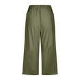 thumbnail image 6 of TRUBKH Linen Pants Women Flowy Gauze Wide Leg Linen Pants Plain Drawstring Trousers Comfort Resort Wear Gaucho Pant Palazzo Pants Paperbag Pant Baggy Linen Pants Vacation Beach Trousers Green S, 6 of 7