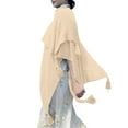 thumbnail image 2 of BWASD Shawl Wraps for Women Casual Open Front Knitted Poncho Cape Scarf Tassel Fringed Loose Sweaters Fashion Accessory Spring 2032, 2 of 5