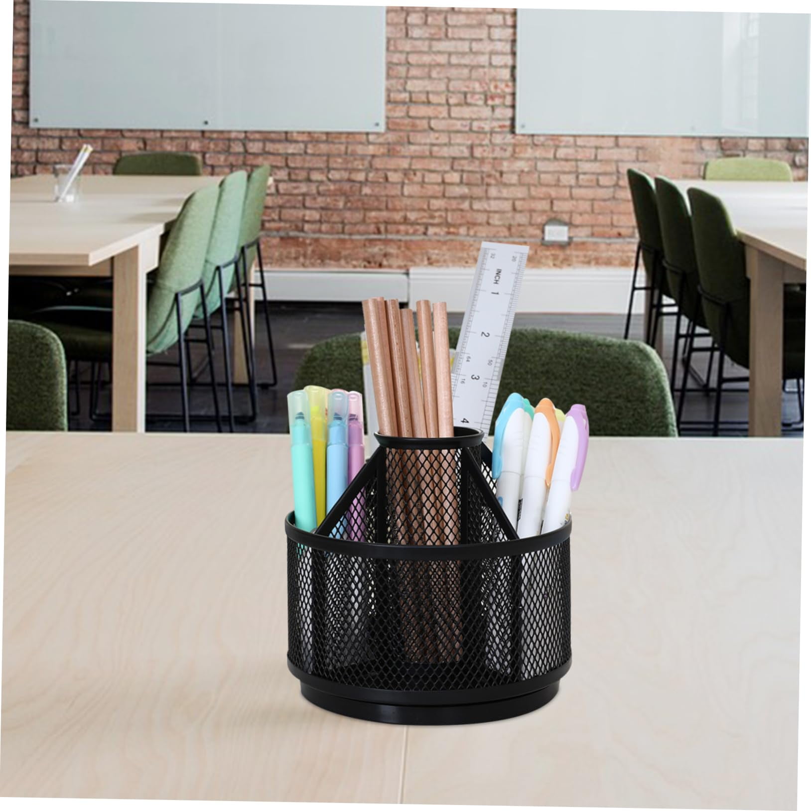 Rotating Storage Box Marker Organizer Rotating Crayon Organizer Black Pen Holder Slots Pen Cup Crayon Holder Lead Pencils Desktop