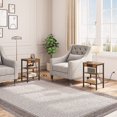 thumbnail image 2 of End Table with Charging Station and USB Ports, 3-Tier Nightstand with Adjustable Shelf, Narrow Side Table for Small Space in Living Room, Bedroom and Balcony, Rustic Brown, 2 of 9