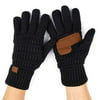 Hatsandscarf CC Exclusives Women Solid Ribbed Glove with Smart Tips (G-20) (Black MET)
