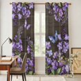 thumbnail image 3 of Purple Flowers Kitchen Curtains Window Panels, Butterfly Spring Floral Wooden Farmhouse Insulated Window Treatment Curtain, Grommet Curtains for Bedroom/Living Room/Bathroom, 2 Piece 42"Wx84"L, 3 of 8