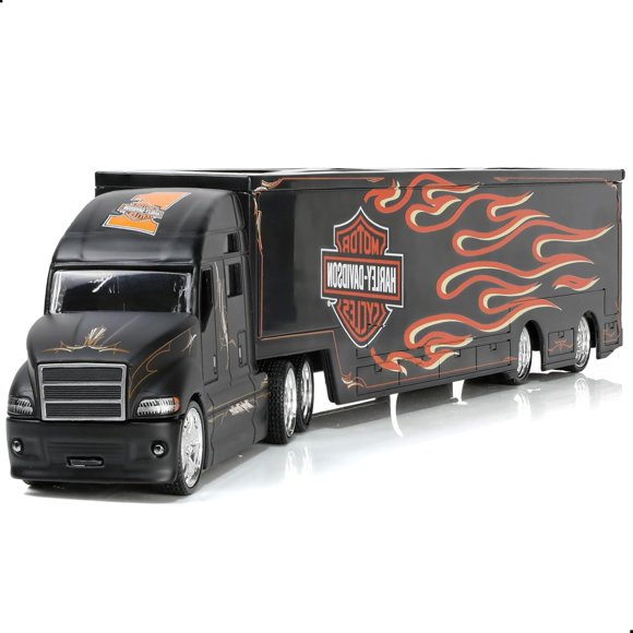 Nuotie Semi Truck Toy with Trailer, 1/64 Scale Alloy Metal Diecast Heavy Semi Truck Trailer Head Toy Model, MAx Diecast Tow Traktor Gift for Boy Adult Model Car Collector -Black