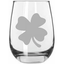 4 Leaf Clover St Patrick's Day Etched 15.25oz Libbey Stemless Wine Glass