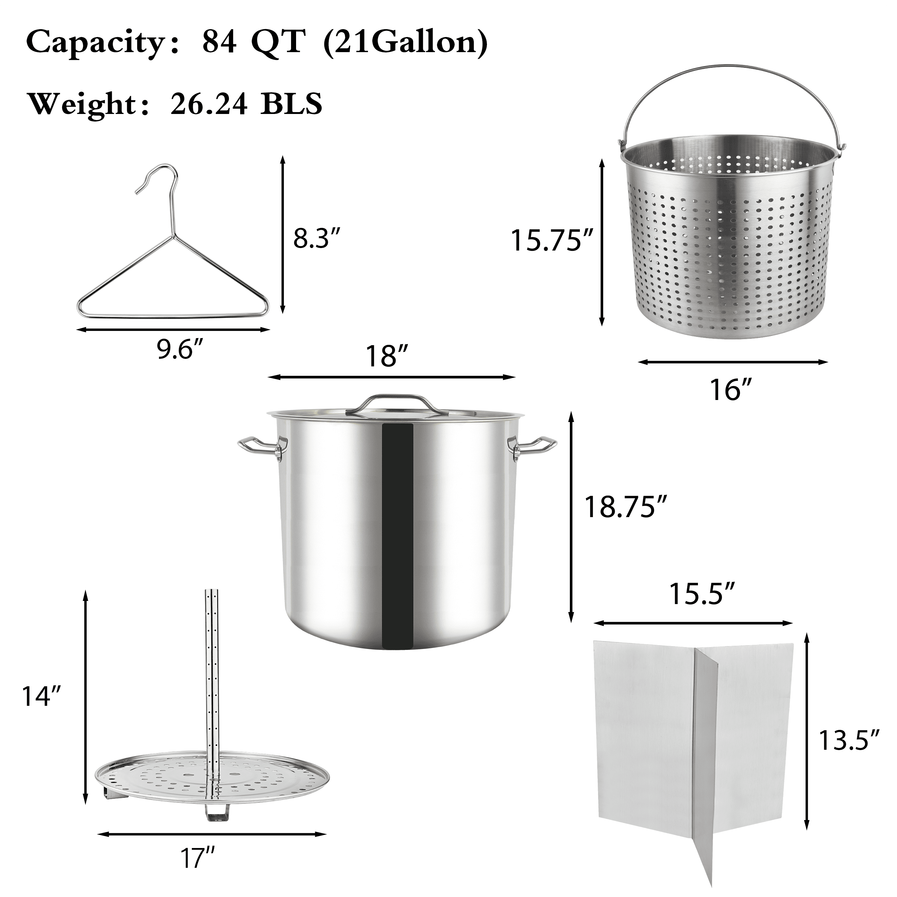 Buy ARC USA 84QT 21 Gallon Stainless Steel Stock Pot Tamale Steamer