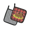 thumbnail image 2 of Caroline's Treasures Puppy on Black Red Gingham Pair of Pot Holders, 2 of 2