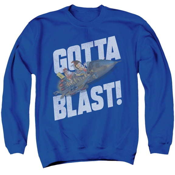 Jimmy Neutron Gotta Blast Unisex Adult Crewneck Sweatshirt (2X-Large) Royal Blue