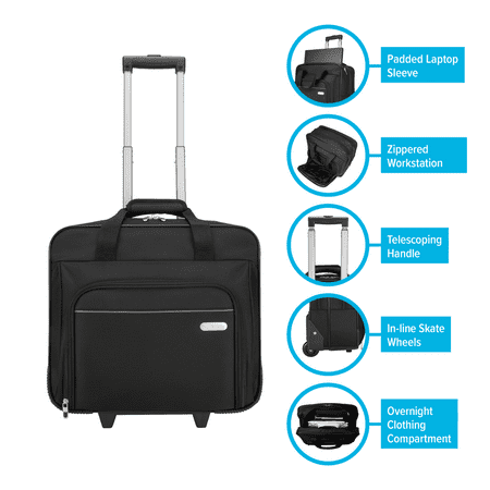 Targus - Metro Rolling Laptop Case for 15.4" Laptop - Black