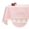 thumbnail image 1 of Deconovo Decorations Tablecloths Oblong Poly-Cotton Blend Tassel Waterproof Fade Resistant Table Cover for Outdoor Picnic, 54x108 Inch, Pink, 1 of 7