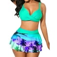 thumbnail image 1 of Txlixc Traje de baño de 2 piezas para mujeres, vestido de bikini de color sólido + falda de hoja de loto Txlixc  moda, 1 of 5