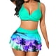 thumbnail image 1 of Txlixc Traje de baño de 2 piezas para mujeres, vestido de bikini de color sólido + falda de hoja de loto Txlixc  moda, 1 of 5
