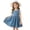 Blue-A, variant on Girl's Dress&Hat 2Pc Set Sleeveless Casual Button Cotton Summer Beach Sundresses Outfit Blue-A
