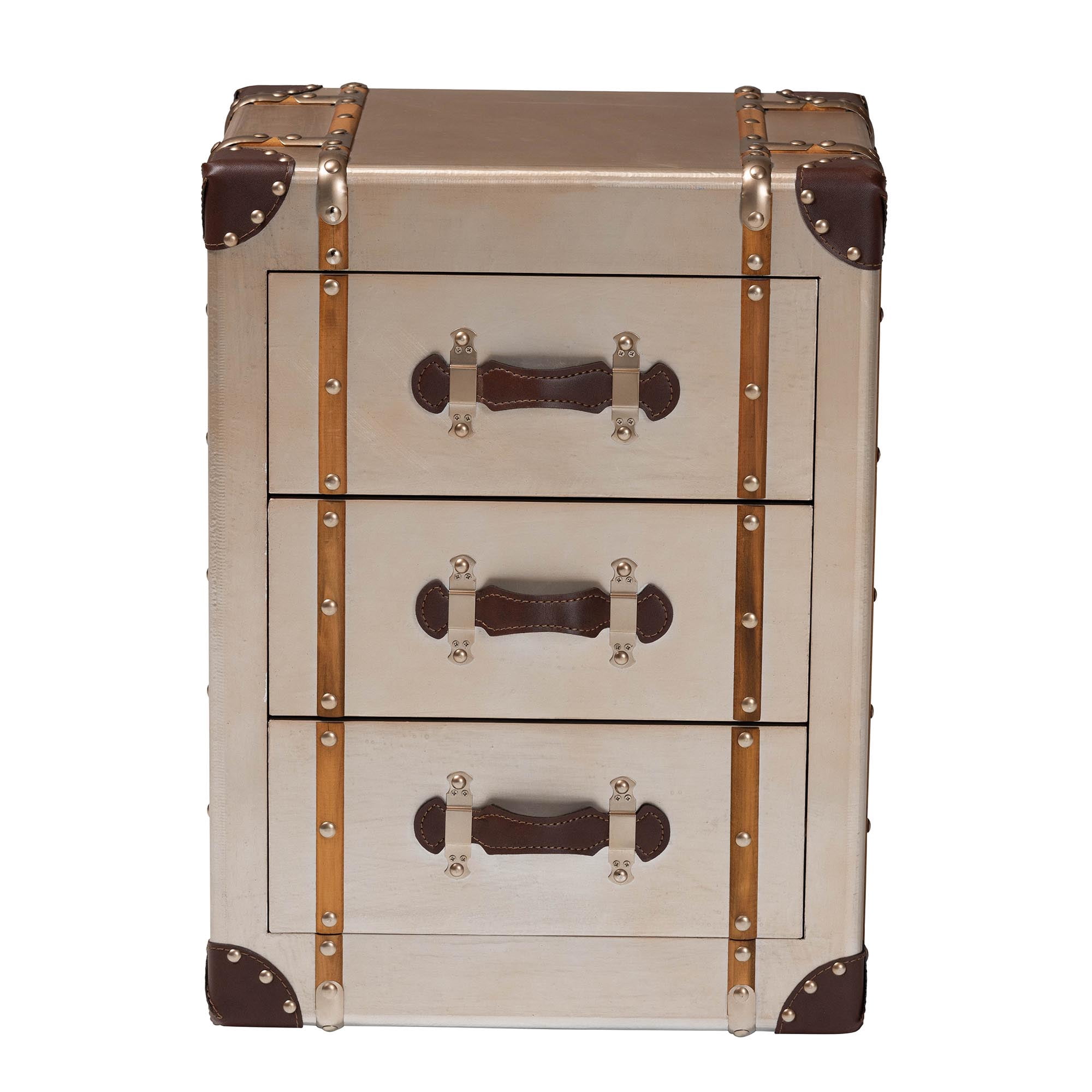 Baxton Studio Naylor Vintage Cabinet, 3-Drawer, Bronze