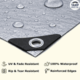 thumbnail image 4 of TARP SUPPLY Inc 26' x 40' Heavy Duty Silver Poly Tarp with Aluminum Grommets and Reinforced Corners, Waterproof, UV Resistant 10 Mil Protective Cover for Roof, Material, Equipment & Outdoor Use, 4 of 8