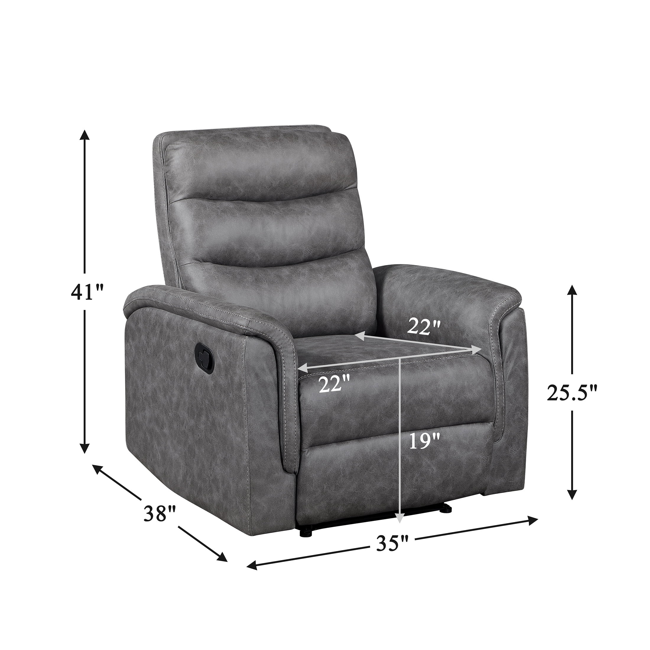 OakvillePark Solstice Microfiber Manual Reclining Chair, Gray