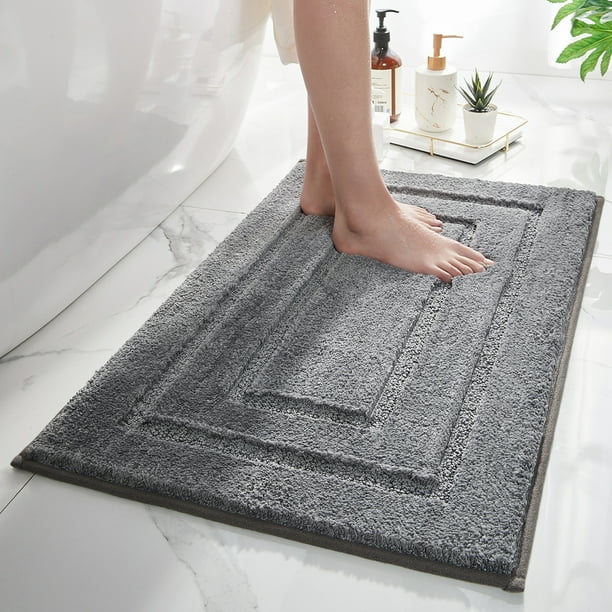 MontVoo Bathroom Rugs Non Slip Absorbent Bath Mat 16"x24" Gray Bath Rug