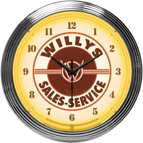 JEEP WILLYS SALES SERVICE NEON CLOCK – 8JEEPW