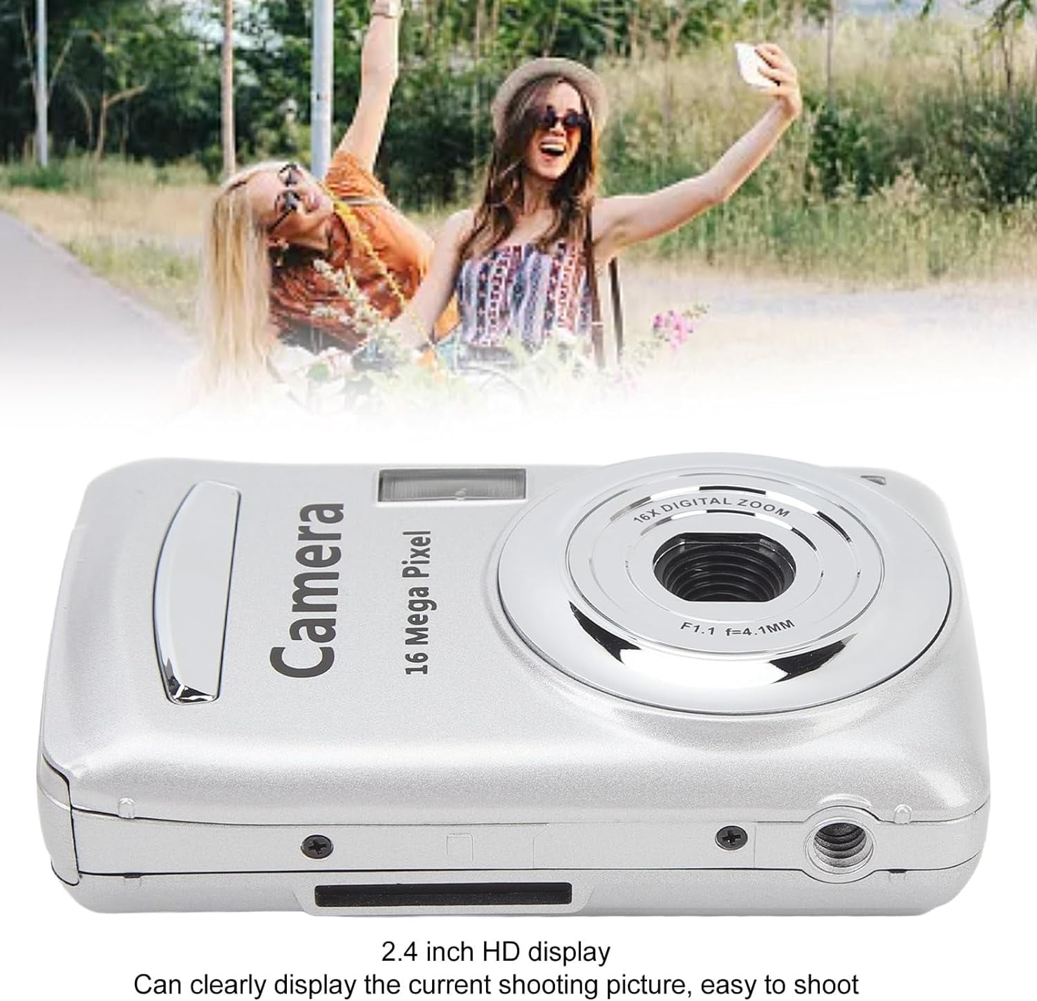 WYJ Video Camera Camcorder, 2.4in Screen 16X Digital Zoom 16MP Digital Camera Recorder Vlogging Camera, Video Recording Handycam Camcorder for Teens Beginners Gift (Silver-0614