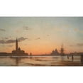 thumbnail image 2 of Amédée Rosier 18x12 Black Ornate Wood Framed Double Matted Museum Art Print Titled - The San Marco Canal, at Dusk, Venice, 2 of 5