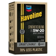 Chevron Havoline Synthetic Blend Motor Oil 5W-20, 6 Quart, Smart Change Box Case (2-Pack)