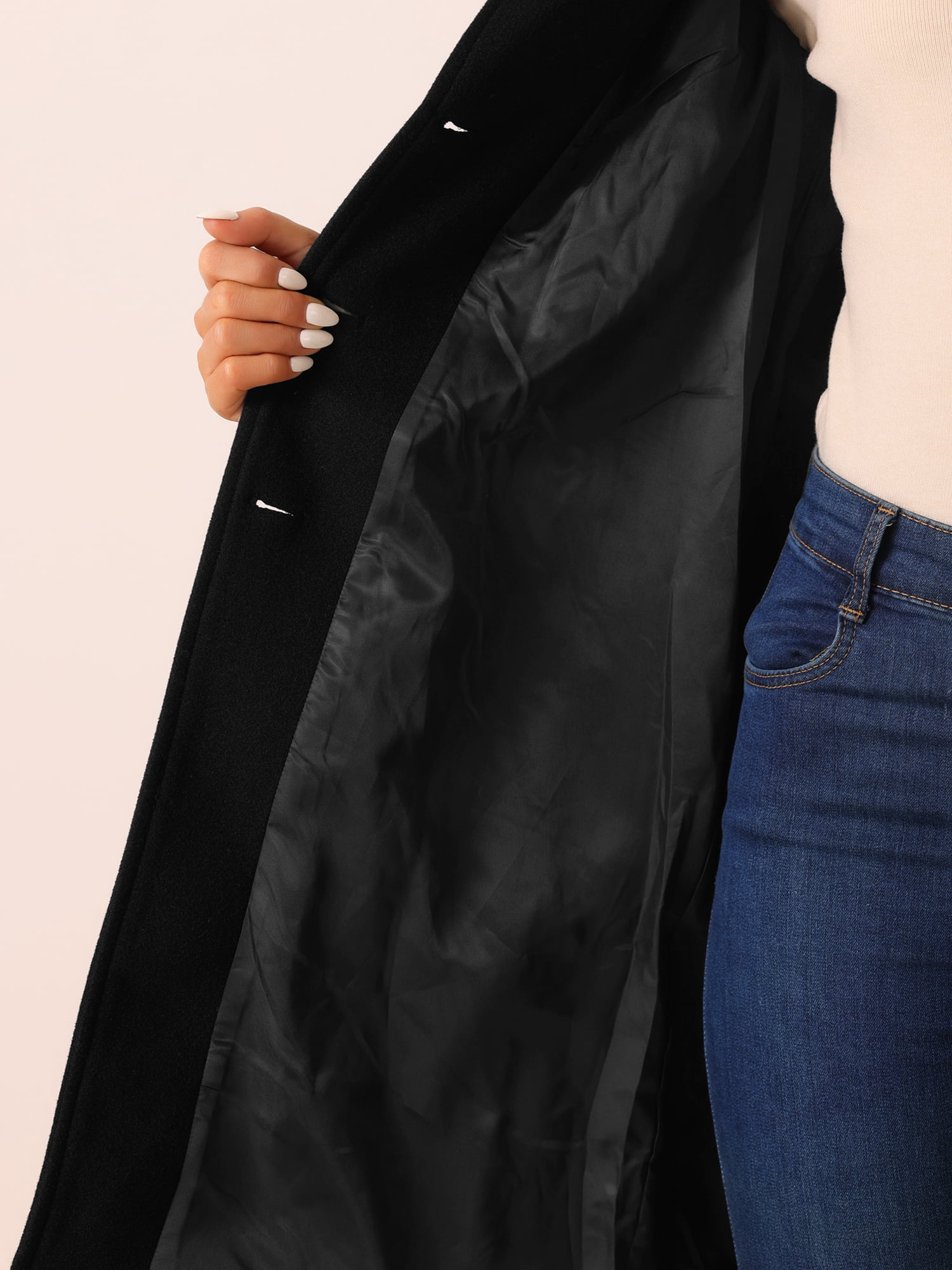 DARING DIVA Women's Winter Single Breasted Peacoat Notched Lapel Button Down Overcoat XL Black