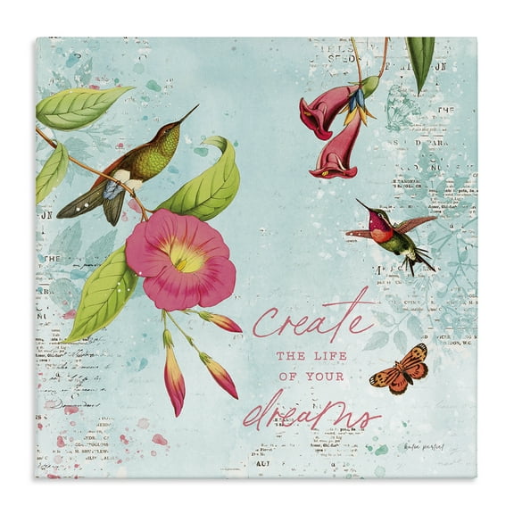 Stupell Industries Life Of Your Dreams Animals Painting Wrapped Canvas Art Print Wall Art, 17 x 17