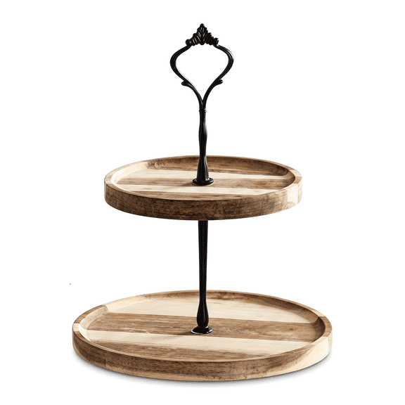 Cookie Stand, Round Tiered Wooden Holder – Includes Cupcake Tray & Dessert Stand, Perfect for Parties, Home, Office Display