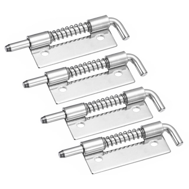 Unique Bargains Spring Loaded Latch Pin, 4 Pack 3.46' - 304 Stainless Steel Spring Latch, Left-Handed with Hole (Silver)