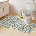 thumbnail image 4 of Abstract Floral Bathroom Rugs Set Retro Green Geometric Texture Ornate Vintage Non Slip Absorbent Soft Bath Mats 3 Piece Set with Bathroom Rug, U-Shaped Floor Mat, Toilet Seat Cover Small Size, 4 of 9
