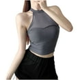 thumbnail image 2 of Homenesgenics Tank Tops for Women under $5 Women's Solid Color Matching Bottom Suspender With Round Neck Gray M, 2 of 9