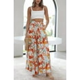 thumbnail image 3 of Women Summer Beach Vacation Pants High Waisted Wide Leg Pants Printed Loose Flowy Casual Palazzo Lounge Trousers, 3 of 10
