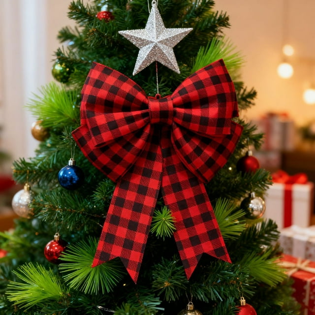 Polyester Collier de Sapin de Noël en avec Nœud Rouge, Base en Polyester avec Nœud 50cm Décoration Festive de Vacances 1Pcs JASKFLY