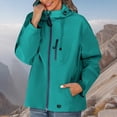 thumbnail image 5 of Hueook Plus Size Rain Jacket Casual Women Blouses Long Sleeve Zipper Pocket Hooded Casual Green L, 5 of 7