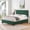 Green, variant on Euroco Upholstered Queen Size Platform Bed, Adjustable Headboard, Beige