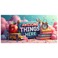 thumbnail image 1 of Colorful School Themed Banner with Apple Books Globe School Bus Awesome Things Start Here Text Party Decorations Backdrop for Classroom Celebrations School Events Photo Props Kids Parties, 1 of 4