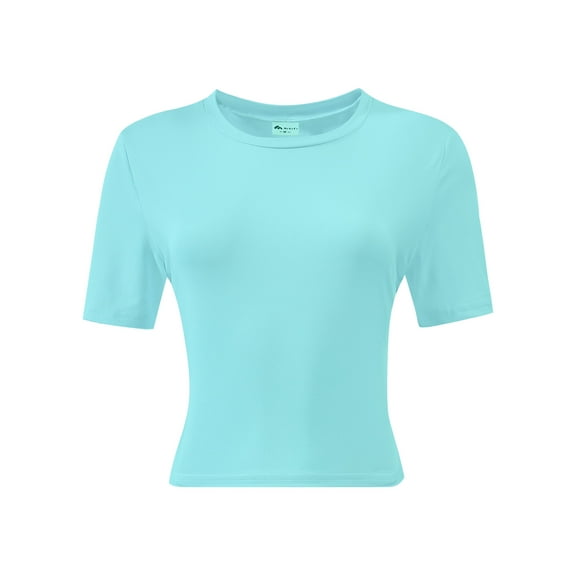 Women's Basic Teen Tee Workout Crewneck Short Sleeve Slim Fitted Casual Crop Top