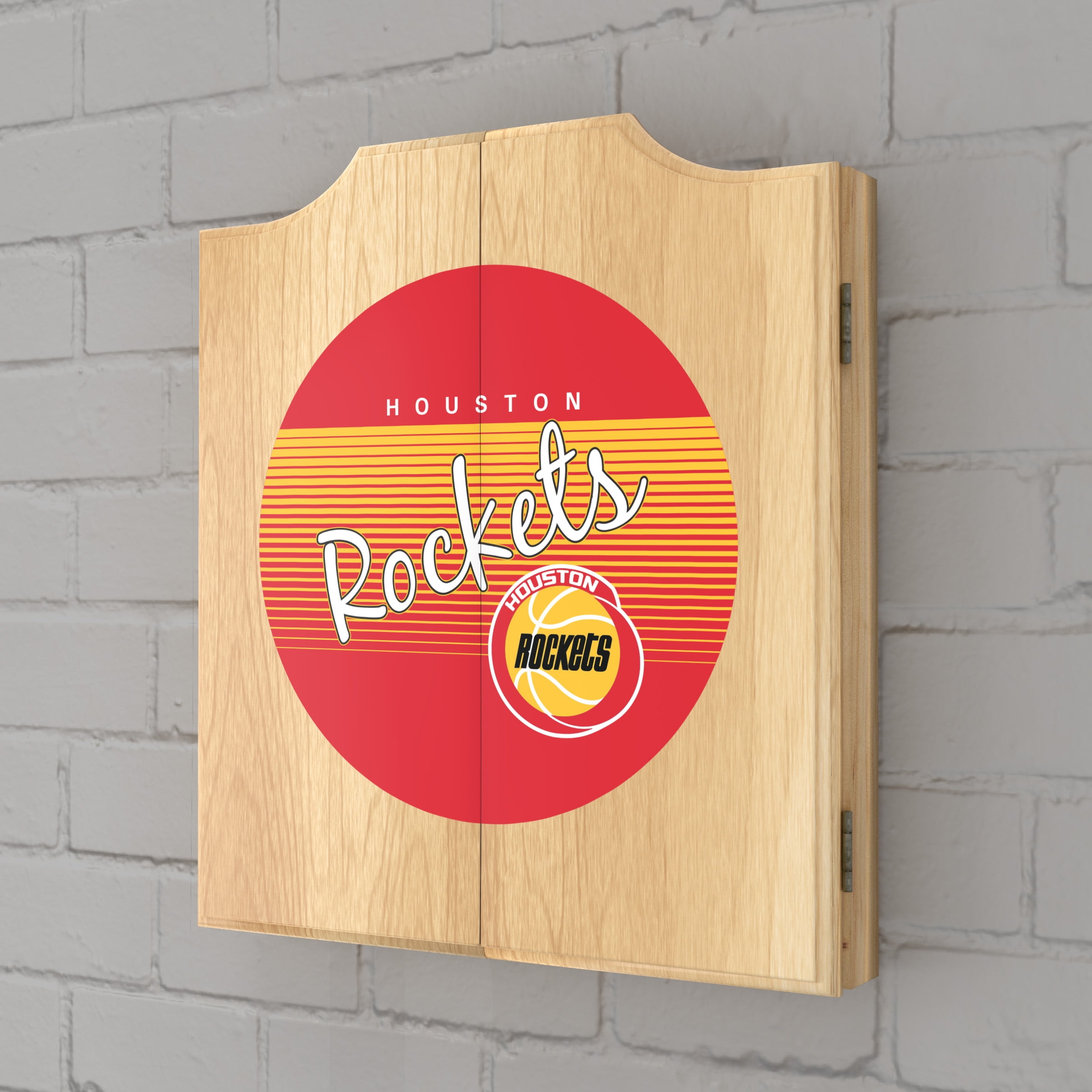 Houston Rockets Hardwood Classics Dart Board Cabinet Set with 6 Steel Tip Darts