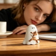 thumbnail image 3 of Cute Ghost Holding Cat Figurine, Non-Scary Halloween Decorations for Desk, Small Milky White Ghost Statue for Tiered Tray, Kawaii Spooky Home Office Decor for Kids Room & Shelf Display, 3 of 8
