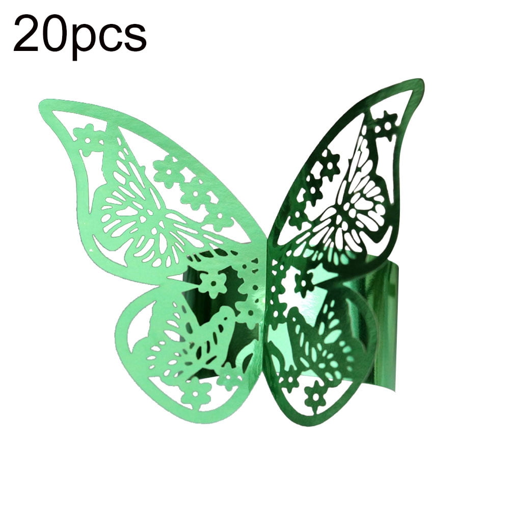 20Pcs Butterfly Napkin Ring Paper Holder for Table Decorations DIY Decoration Dinner,Party GREENLANS Napkin Rings Wedding Home Kitchen for Casual or Formal White
