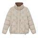 thumbnail image 5 of Parkas de manga larga para mujer, abrigo cálido con bolsillo, chaqueta larga con cuello vuelto, abrigo de invierno de plumón para mujer, 5 of 7