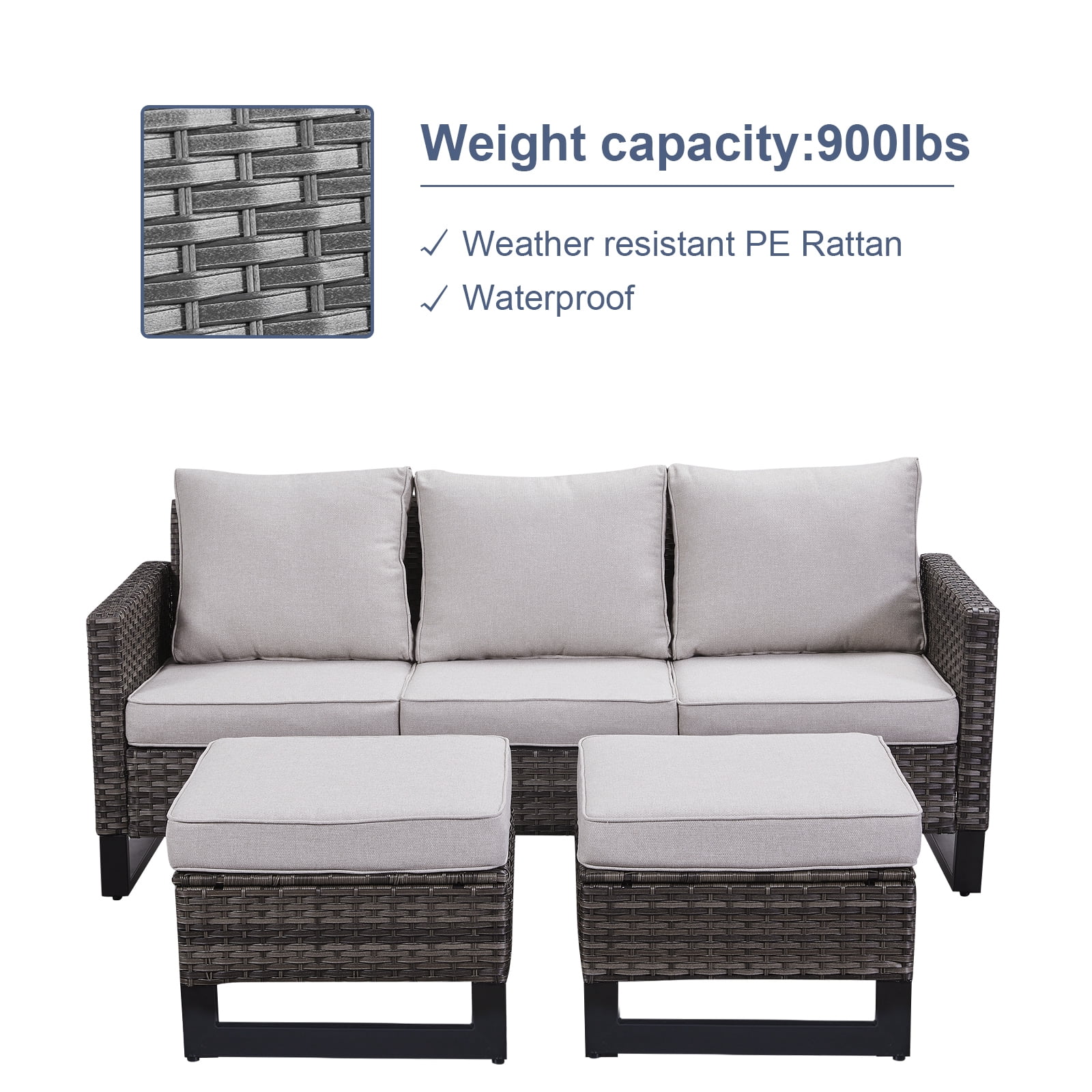 Bellefurn Wicker Outdoor Patio Furniture Set - 5 Piece Outdoor Conversation Set with 4 Patio Swivel Rocker Chairs and 1 Side Table,for Outside Porch Deck Backyard