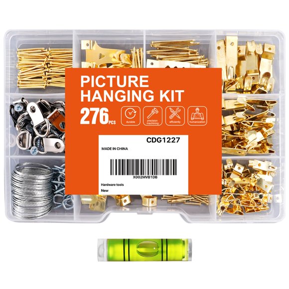 Hongway - Juego de 276 piezas para colgar cuadros, ganchos para marcos de alta resistencia, surtido con clavos, alambre para colgar, ojos de tornillo, anillo en D y accesorios de dientes de sierra par